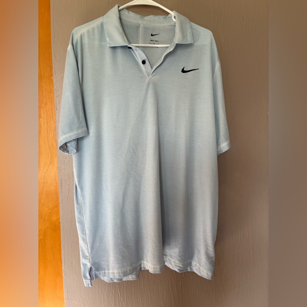 Nike Dri-Fit Light Blue Golf Polo Shirt Size Large